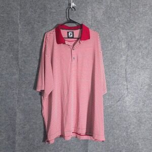 FootJoy ProDry Lisle Polo Shirt  Men's XXL Red White Striped Golf Performances